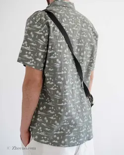 پیراهن لینن آستین کوتاه طرح دار Jean Pascale