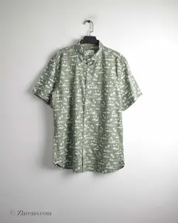 پیراهن لینن آستین کوتاه طرح دار Jean Pascale