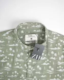 پیراهن لینن آستین کوتاه طرح دار Jean Pascale