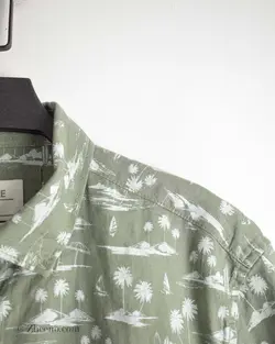 پیراهن لینن آستین کوتاه طرح دار Jean Pascale