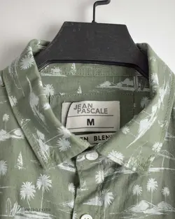 پیراهن لینن آستین کوتاه طرح دار Jean Pascale