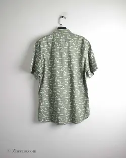 پیراهن لینن آستین کوتاه طرح دار Jean Pascale