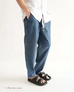 شلوار لینن سرمه ای Zara