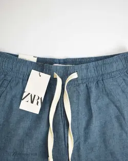 شلوار لینن سرمه ای Zara