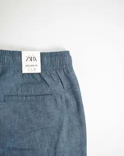 شلوار لینن سرمه ای Zara