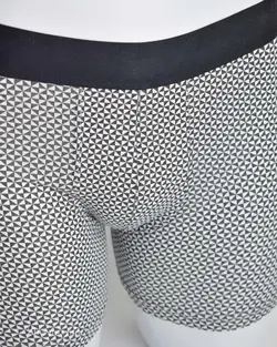 شورت طرح هندسی سفید کمر مشکی