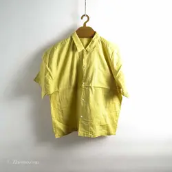 پیراهن کنف آستین کوتاه  -