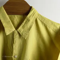 پیراهن کنف آستین کوتاه  -