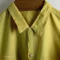 پیراهن کنف آستین کوتاه  -