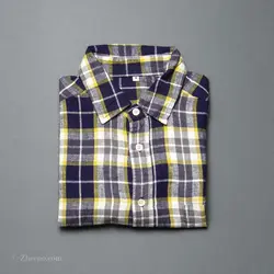 پیراهن کنف آستین کوتاه چهارخونه