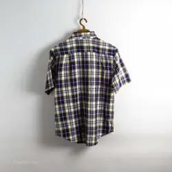 پیراهن کنف آستین کوتاه چهارخونه