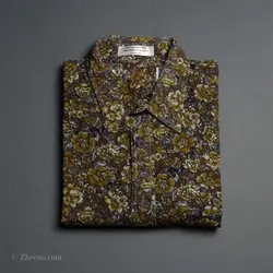 پیراهن نخی آستین کوتاه  طرحدار