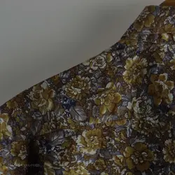 پیراهن نخی آستین کوتاه  طرحدار