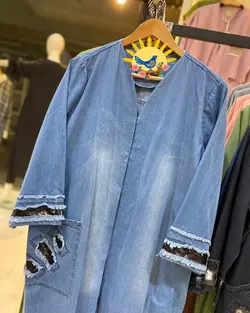 مانتو جین جیب پولک