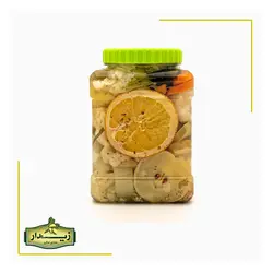 ترشی شور مخلوط با تزئین میوه زیدار - صنایع غذایی زیدار