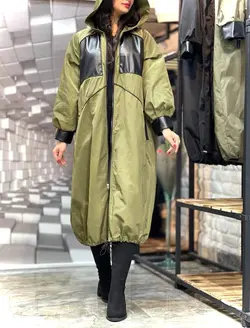 بارونی بلند استردار چرم دوزی شده(۱۱۰۰)