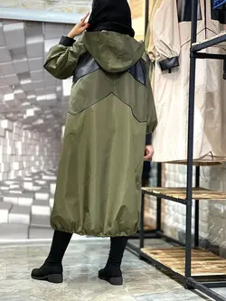 بارونی بلند استردار چرم دوزی شده(۱۱۰۰)
