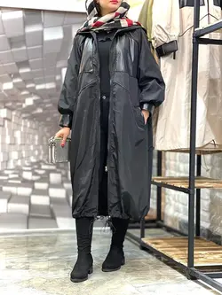 بارونی بلند استردار چرم دوزی شده(۱۱۰۰)