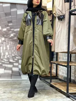 بارونی بلند استردار چرم دوزی شده(۱۱۰۰)