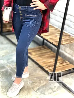 شلوار جین سرمه ای پایین پاکتی قد۸۵(۱۱۶۹)