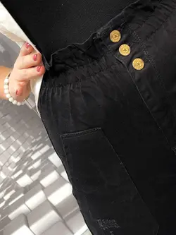 شلوار مام فیت مشکی (کد۱۱۸۶)