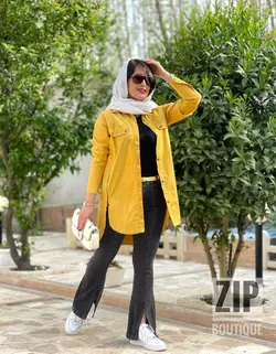 شومیز بغل زیپ خردلی(1422)