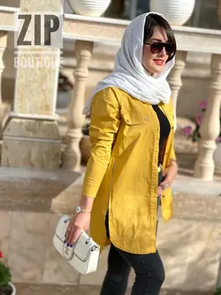 شومیز بغل زیپ خردلی(1422)