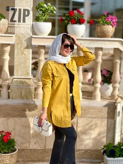 شومیز بغل زیپ خردلی(1422)