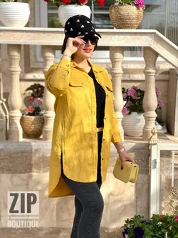 شومیز بغل زیپ خردلی(1422)