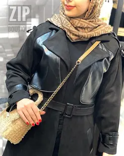 مانتو سوییت بلند ترکیبی با چرم(۱۲۰2)