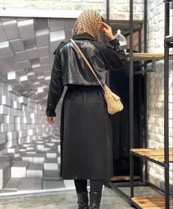 مانتو سوییت بلند ترکیبی با چرم(۱۲۰2)