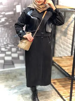 مانتو سوییت بلند ترکیبی با چرم(۱۲۰2)