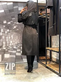 مانتو سوییت ضخیم ترکیبی با چرم(۱۰۳۷)