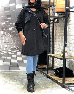 مانتو کبریتی پاییزه تکرنگ مشکی(۱۱۰۹)