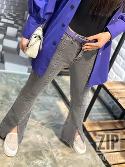 شلوار بوت کات جلو چاکدار طوسی (1278)