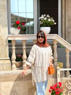 مانتو جلو بسته راه راه آستین گت(1541)