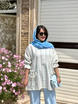 مانتو جلو بسته راه راه آستین گت(1541)