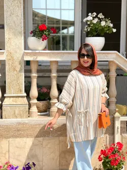 مانتو جلو بسته راه راه آستین گت(1541)