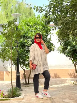 مانتو جلو بسته راه راه آستین گت(1541)