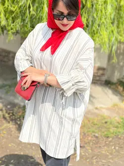 مانتو جلو بسته راه راه آستین گت(1541)