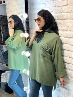 شومیز مانتویی اسپرت تک جیب(1558)