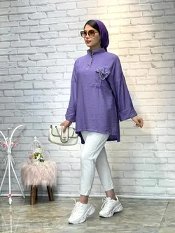 شومیز مانتویی اسپرت تک جیب(1558)