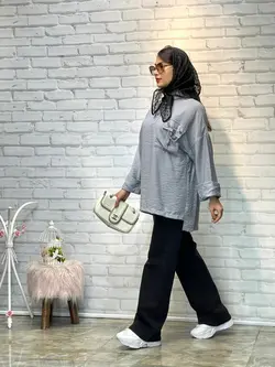 شومیز مانتویی اسپرت تک جیب(1558)