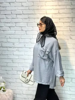 شومیز مانتویی اسپرت تک جیب(1558)