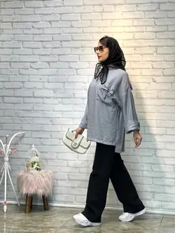 شومیز مانتویی اسپرت تک جیب(1558)