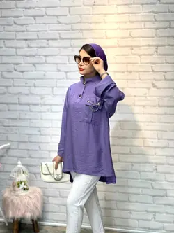 شومیز مانتویی اسپرت تک جیب(1558)