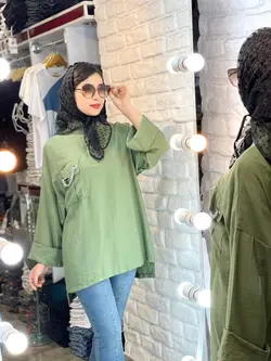 شومیز مانتویی اسپرت تک جیب(1558)