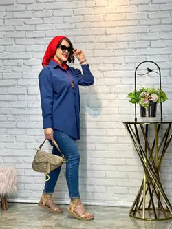 شومیز مانتویی سرمه ای خشگل (1596)