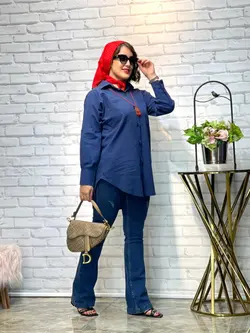 شومیز مانتویی سرمه ای خشگل (1596)