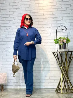 شومیز مانتویی سرمه ای خشگل (1596)